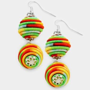Orange Multi-Color Double Ball Bon Bon Earrings